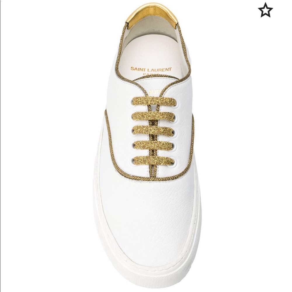 Saint Laurent Venice Low Top Sneakers - White/Gold - 39